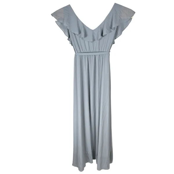 NEW Baltic Born Kristina Chiffon Dusty Blue Maxi Formal Dress Size XL Tie Waist - Image 4