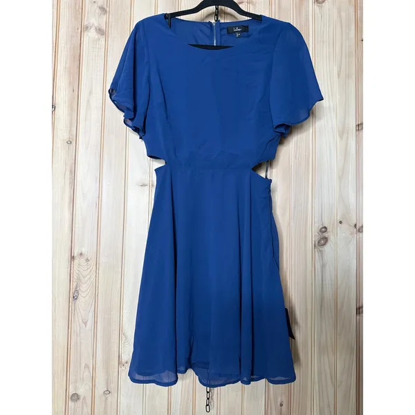 NWT Lulus Blissful Love Blue Cutout Mini Skater Dress Party Night Out Size M - Image 2