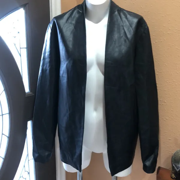 Zara faux leather black open jacket - Image 3