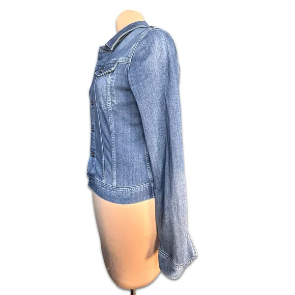 AG Adriano Goldschmied Denim Jacket Blue Fitted Stretch Size Large‎ Elevated - Image 3