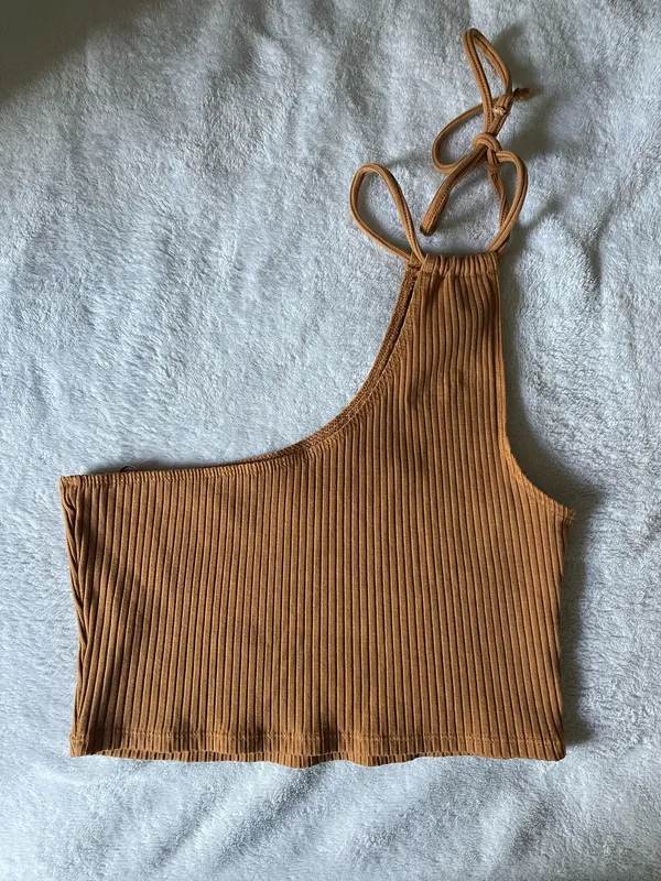 Aerie Tie One Shoulder Cropped Tank Top - Image 2