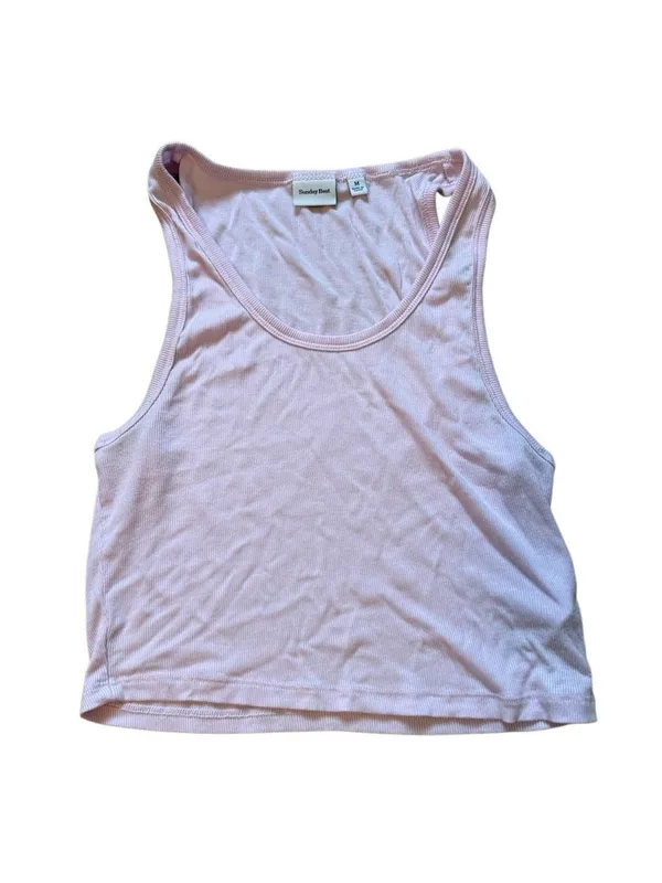 Aritzia Sunday Best Baby Pink Ribbed Tank Medium - Image 2