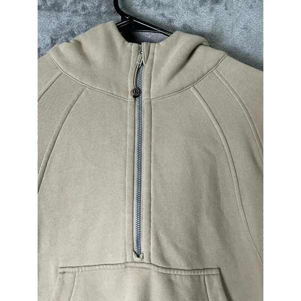Lululemon Scuba Oversized 1/2 Zip Hoodie Sweatshirt Cream Fleece Pullover M/L - Image 2