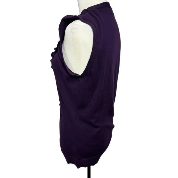 The Limited Sweater Vest Womens Sz M Plum Knit Cotton Sleeveless V Neck Buttoned - Image 4