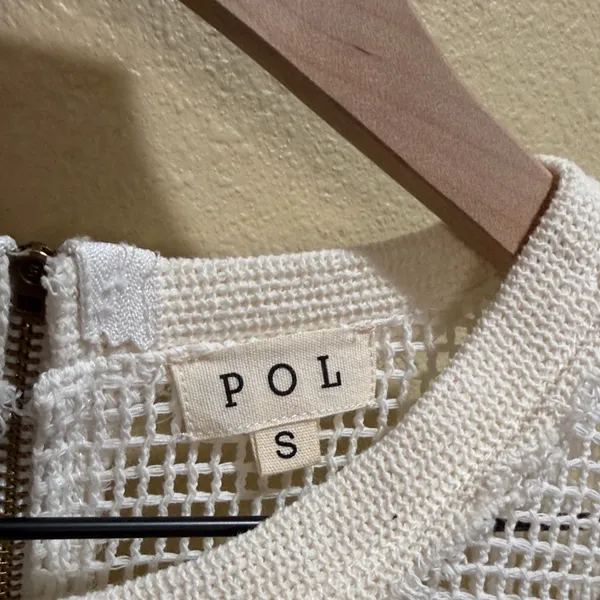 POL size small White Mesh Pullover oversized Sweater with embroidered accents - Image 2