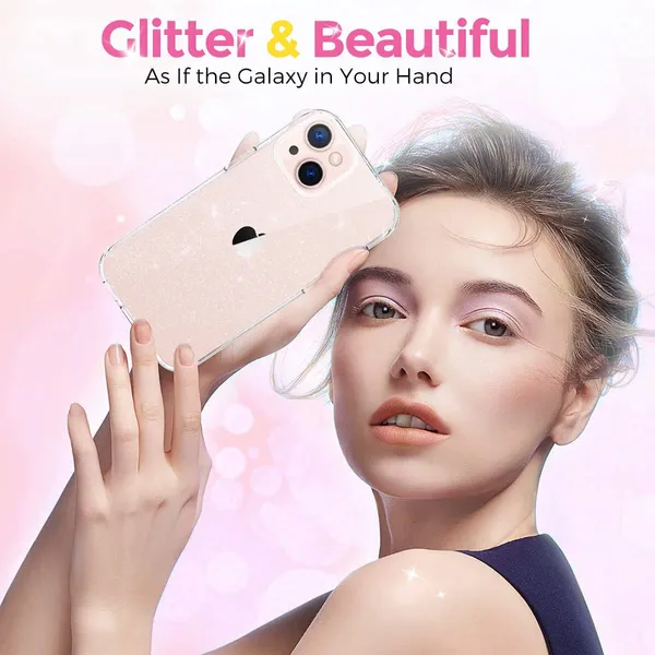 Clear Glitter Sparkle Slim Shockproof Protective Cover Case iPhone 13 Pro 6.1” - Image 2