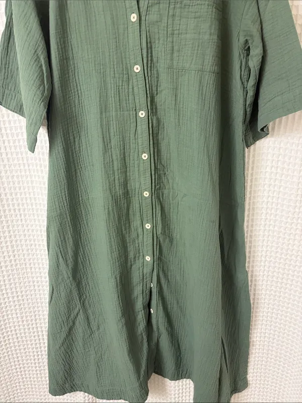 Madewell Lightestspun Cover-Up Maxi Shirtdress Sage Green Medium - Image 6