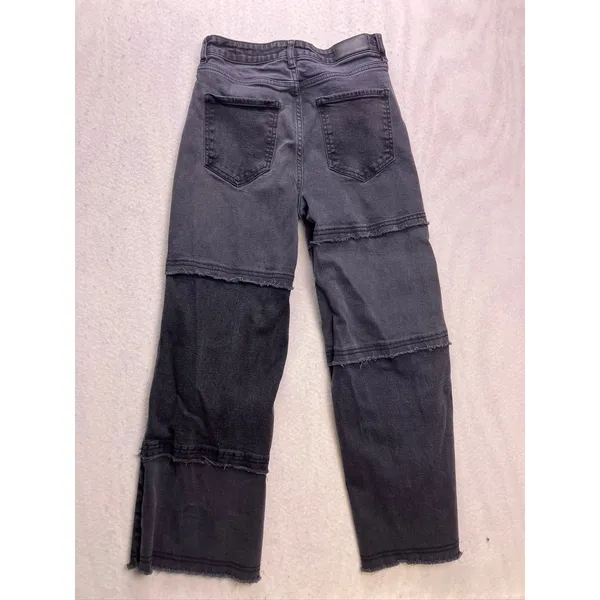 Rails The Getty Crop Womens Size‎ 27 Black Patchwork High Rise Wide Leg Jeans - Image 12