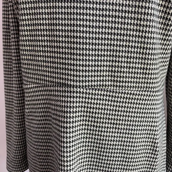 Loft Houndstooth Ruffle Posh Trim Mini‎ Dress Black and White Size 10 - Image 9