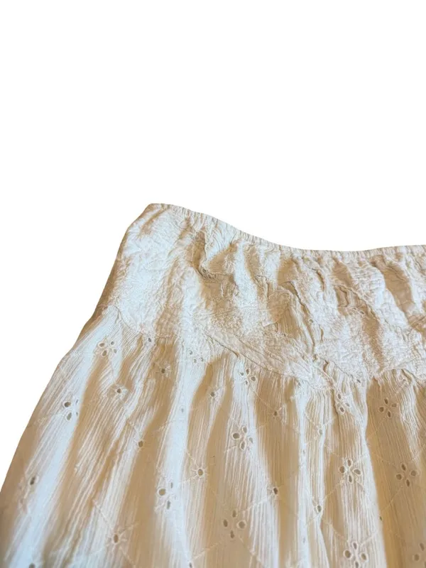 Free People Cream Eyelet Midi Skirt Strapless Dress Crocheted Trim Size Small - Image 2