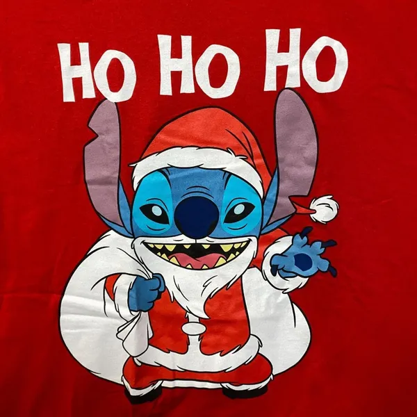 Santa Stitch Ho Ho Ho Lilo & Stitch Christmas Disney Tee L - Image 2