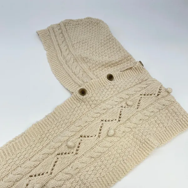 Lands End Cable Knit Detachable Hood Scarf Heritage Winter Resort Lodge Cottage - Image 5