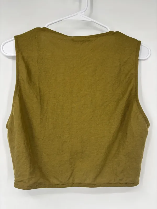 Zara Olive Twist-Front Crop Tank - Image 3