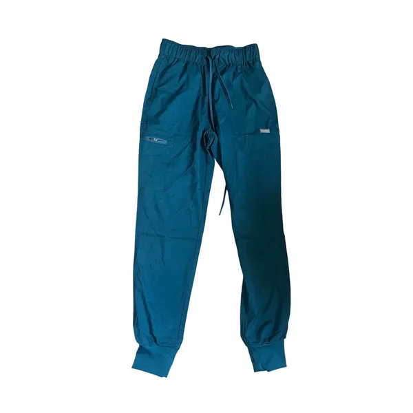 Teal Blue Jogger‎ Scrub Pants sz XS High Waisted Cargo Pocket Pull On Athleisure - Image 2