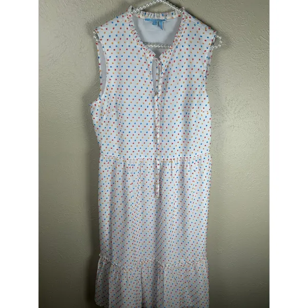 Draper James Size 14 Dress White Colorful Textured Dots Kidcore Clowncore Midi - Image 4