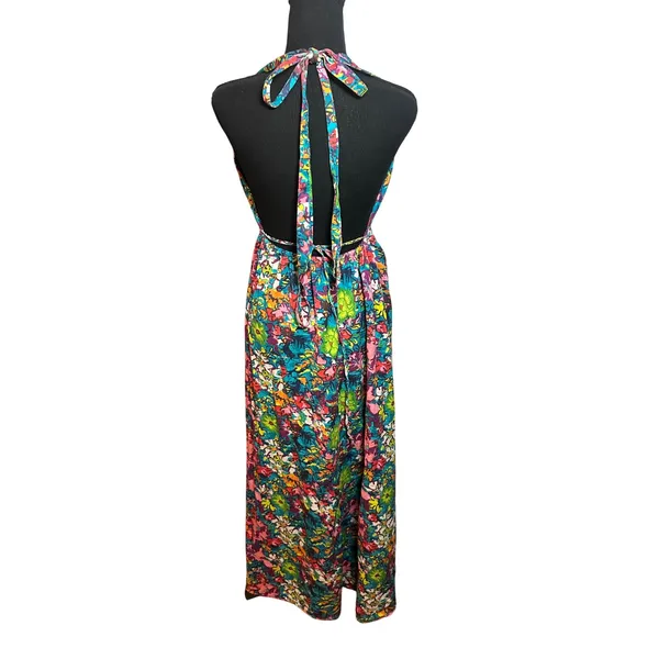 Free People Extratropical Maxi Dress Floral Halter Open Back Multi Color Size M - Image 3
