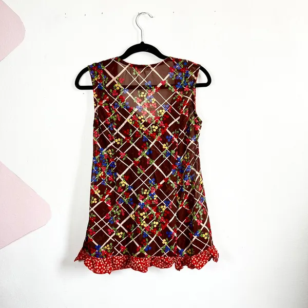 Anthropologie Corey Lynn Calter Tank Top Size 8 100% Silk‎ Ruffles Boho - Image 2