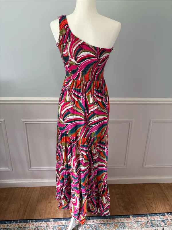 Abel the Label Anthropologie Kelissa Maxi Dress Small One Shoulder Colorful - Image 7