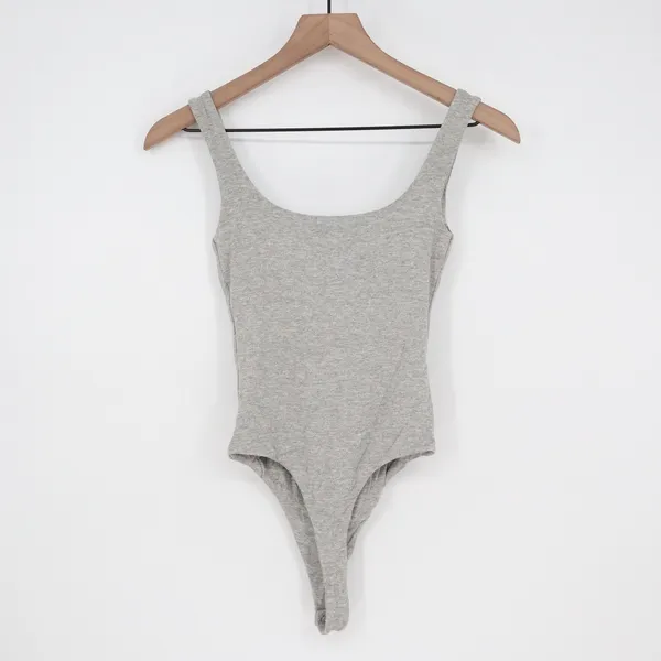 Naked Wardrobe Heather Gray Scoop Neck Ribbed Tank Bodysuit XS - Image 6