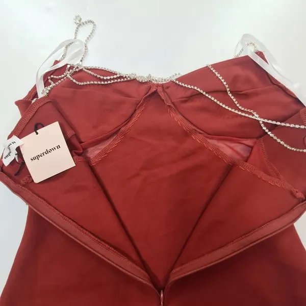 Superdown Jaxie Diamond Mini Dress in Rust Medium - Image 8