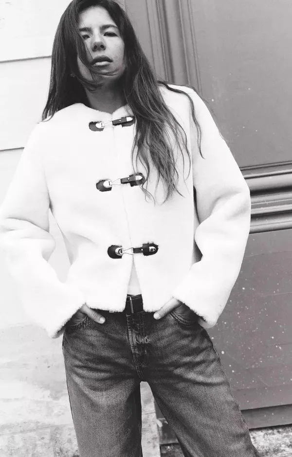 Zara Jacket coat teddy fur ivory cream cropped toggle  - Image 15