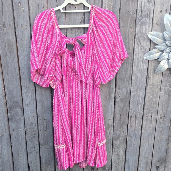 Savanna Jane Pink and Cream Midi Dress - Image 5