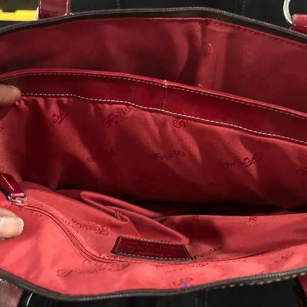 Fossil Elegant Red Leather Tote Bag - Image 10