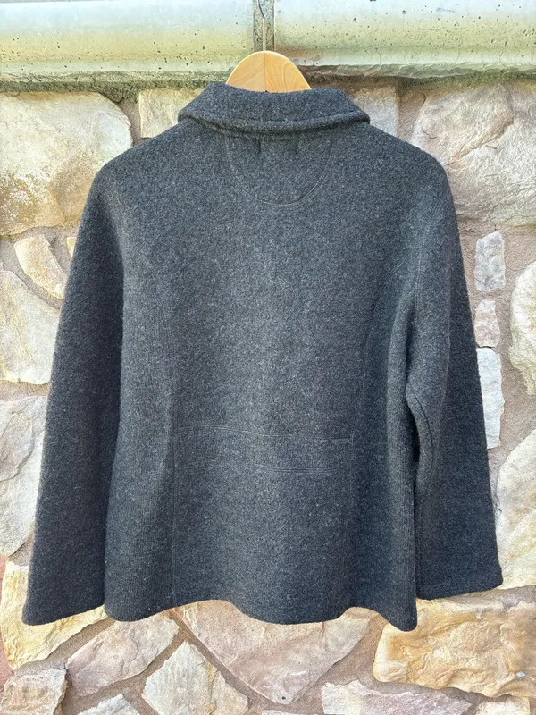 Vintage Carole Little Gray 100% Wool Jacket Full Zip Pockets Long Sleeve Size L - Image 4