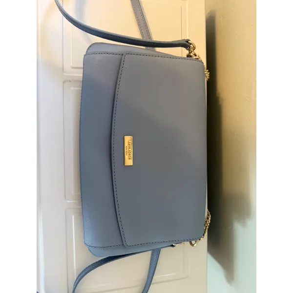 Kate Spade New York Light Blue Leather Crossbody Bag Gold party cocktail casual - Image 4