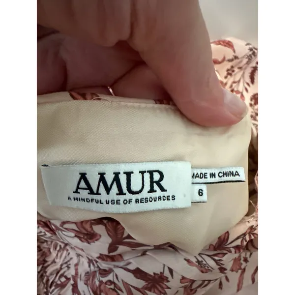 AMUR Filipa Silk Floral Midi Dress Blush Wildflowers Size 6‎ - Image 5
