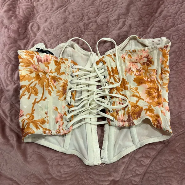 Urban outfitters Glassons Floral Corset Top - Cream and Brown - Image 2