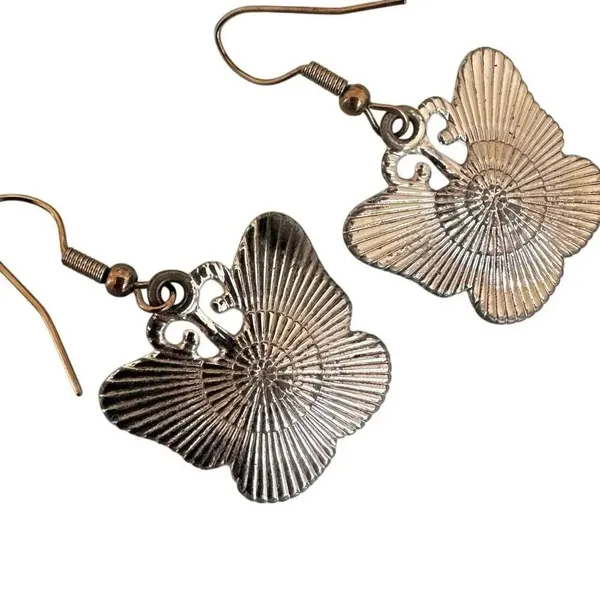 Goth Butterfly Skull Enamel Earrings Black - Image 5
