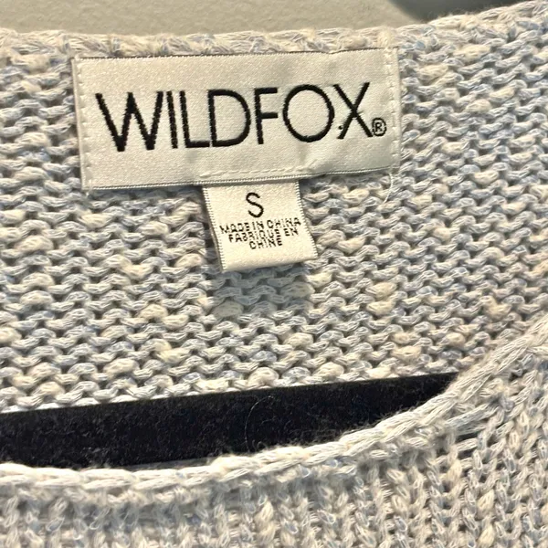 Wildfox Cropped Star Print Light Blue Sweater - size Small - Image 3