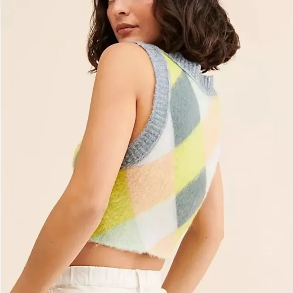 Free People Argyle Quinn Sweater Vest Pullover Menswear Small Multicolor wool - Image 5