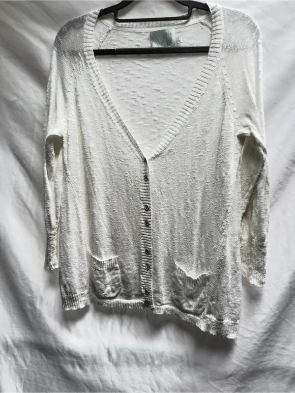 MICHAEL STARS button front cardigan with pockets in white size 1 or Medium - Image 2