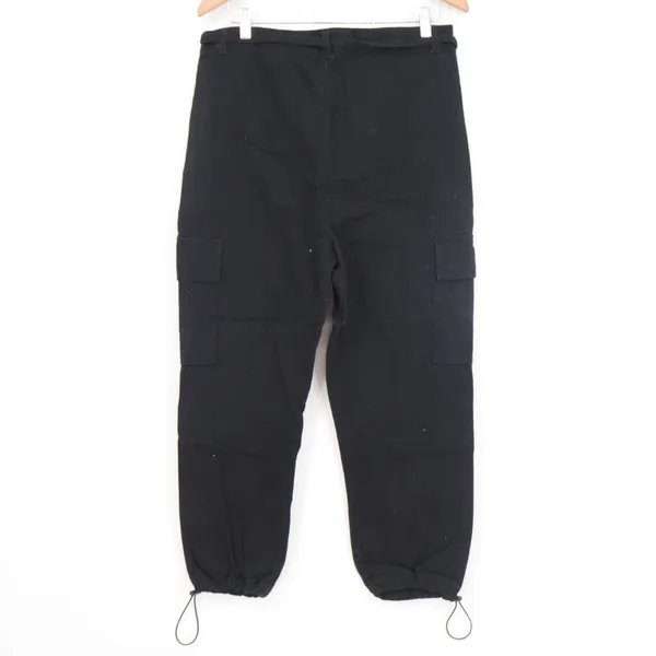 Elwood Mens Black Cotton Cargo Pants Drawstring Bungee Ankle Size 32 Streetwear - Image 4