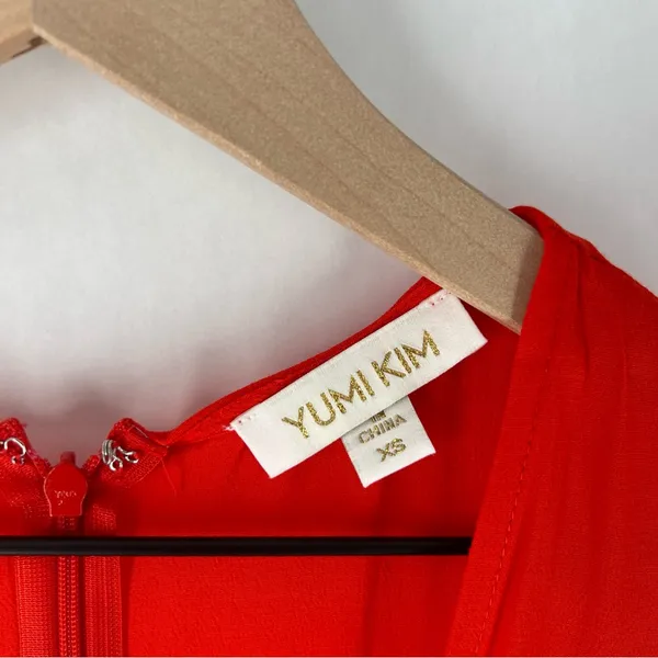 Yumi Kim Over The Edge Dress Vibrant Red Tie Front‎ Cutout Mini Size XS - Image 3