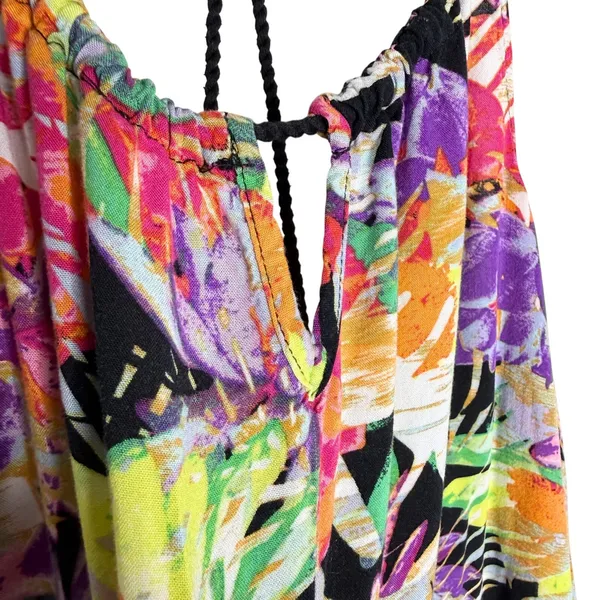 Arizona Jean Co Tropical Floral Mini Dress Size Medium Swim Coverup Boho Beach - Image 3