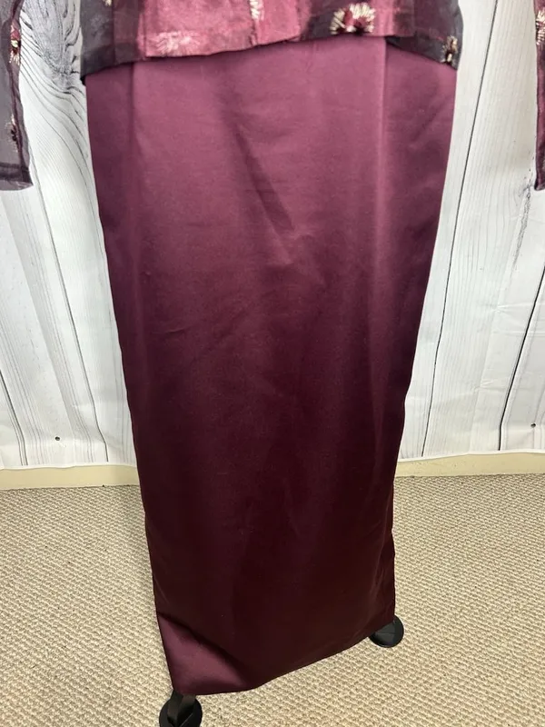 Karen Miller Purple Dress Suit Set Sz 8 Sheer Embroidered Jacket Sheath Dress - Image 3