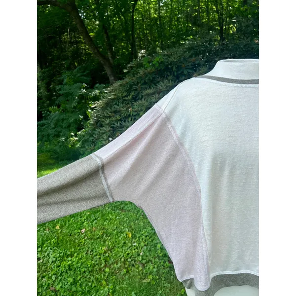 Easel L Oversized Neutral Colorblock Slouchy Lightweight Sweatshirt - Image 3