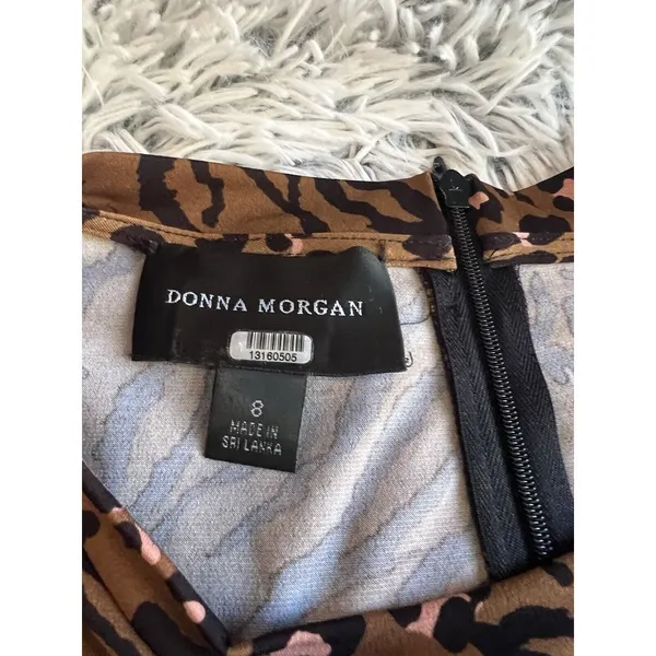 Donna Morgan Full Length Leopard Print‎ Dress Brown Women's Size 8 - Image 5