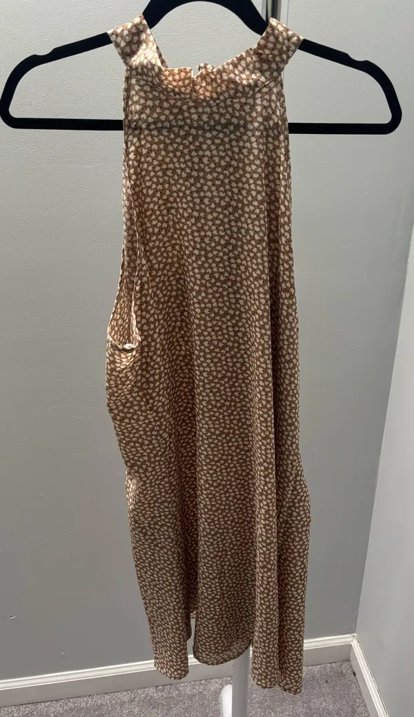 Shein Tan and White Heart Print Halter Dress - Image 2
