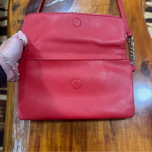 Express Red Leather Shoulder Bag with Chain‎ Strap - Image 2