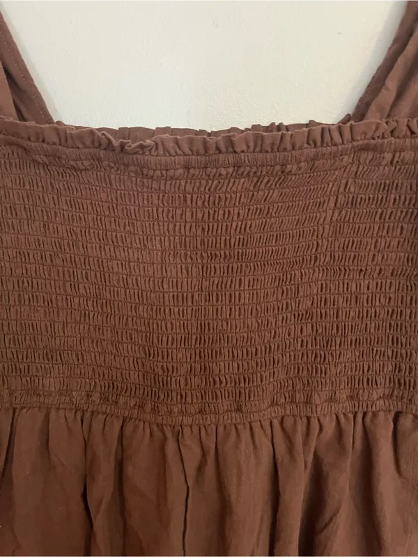Altar'd State Brown Smocked Square-Neck Mini Dress - Image 4