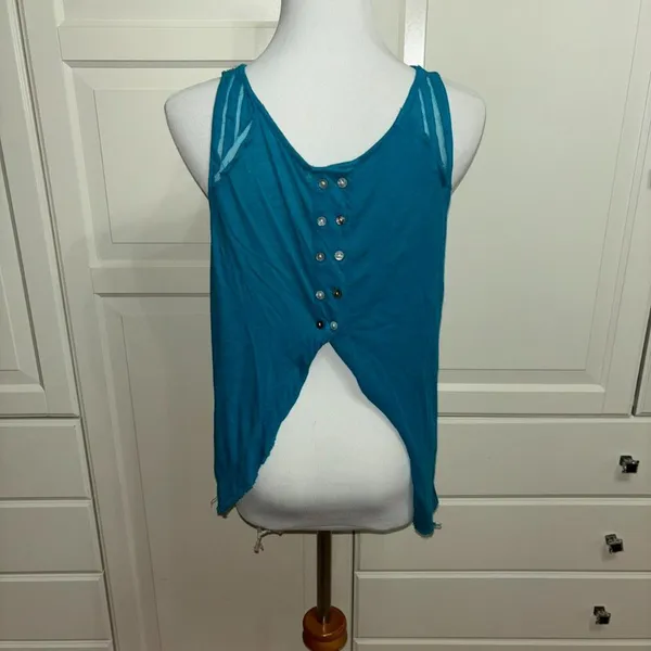 Free People Ginger Cut Work top in deep turquoise - Image 3