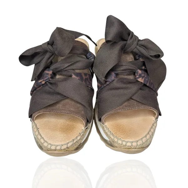 Free People Chapmin Ribbon Espadrilles EU 37‎ US 6.5 Platform Sandals Leopard - Image 6