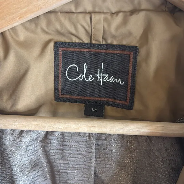 Cole Haan Women's Tan Trench Rain Coat Classic Hooded Medium - Image 6