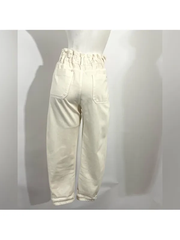 Zara baggy high waisted paperbag jeans in Ecru.....size US 2 - Image 5