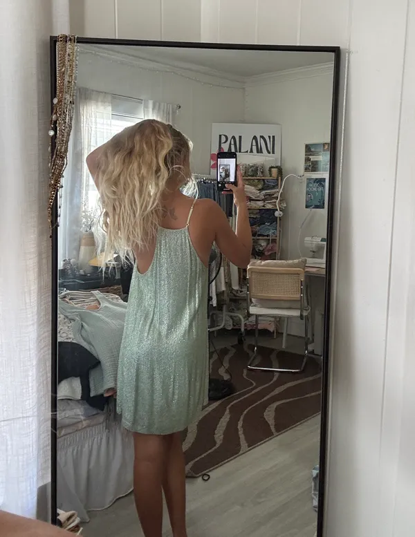 Sparkle Turquoise Party Dress - Image 3