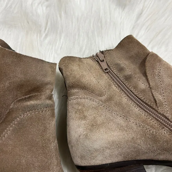 Paul Green Suede Block‎ Heel Ankle Boots Taupe Women's Size 5 - Image 9